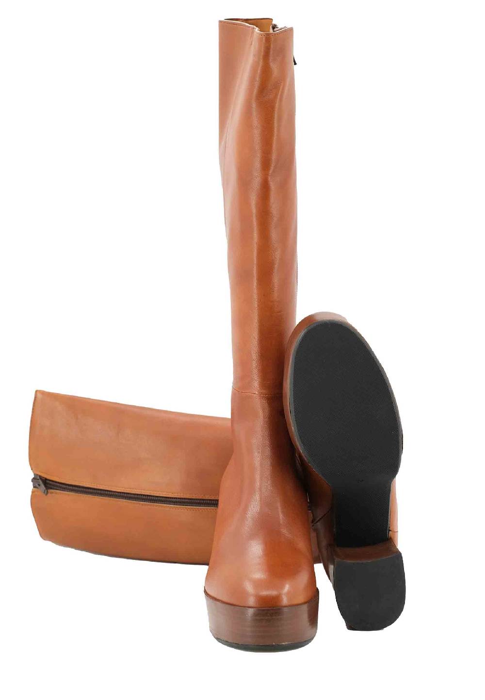 L'ARIANNA Stivali ST1557 in pelle cuoio con tacco e plateau Shopping Online