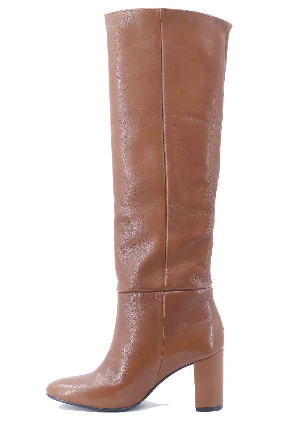 L'ARIANNA Stivali donna ST1593 a tubo in pelle cuoio con gambale alto Convenienza