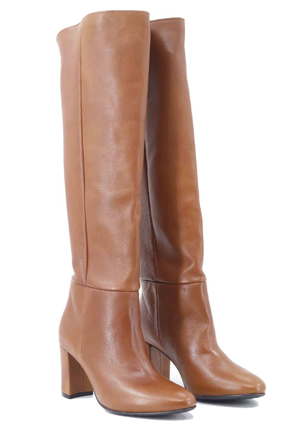L'ARIANNA Stivali donna ST1593 a tubo in pelle cuoio con gambale alto Convenienza