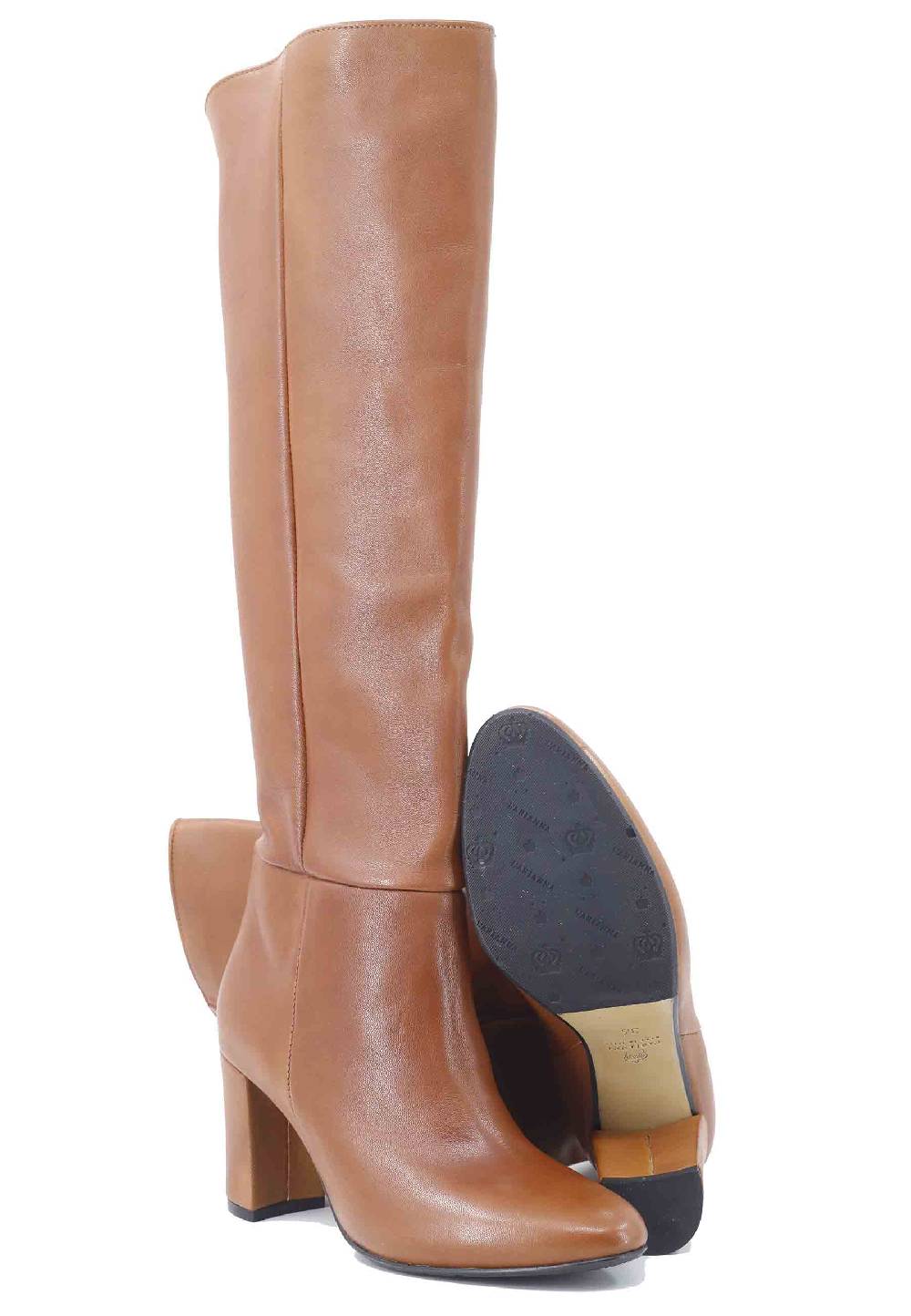 L'ARIANNA Stivali donna ST1593 a tubo in pelle cuoio con gambale alto Convenienza