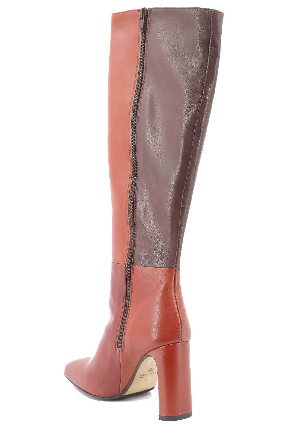 L'ARIANNA Stivali ST1300 patchwork in pelle cuoio e marrone con tacco alto Economico