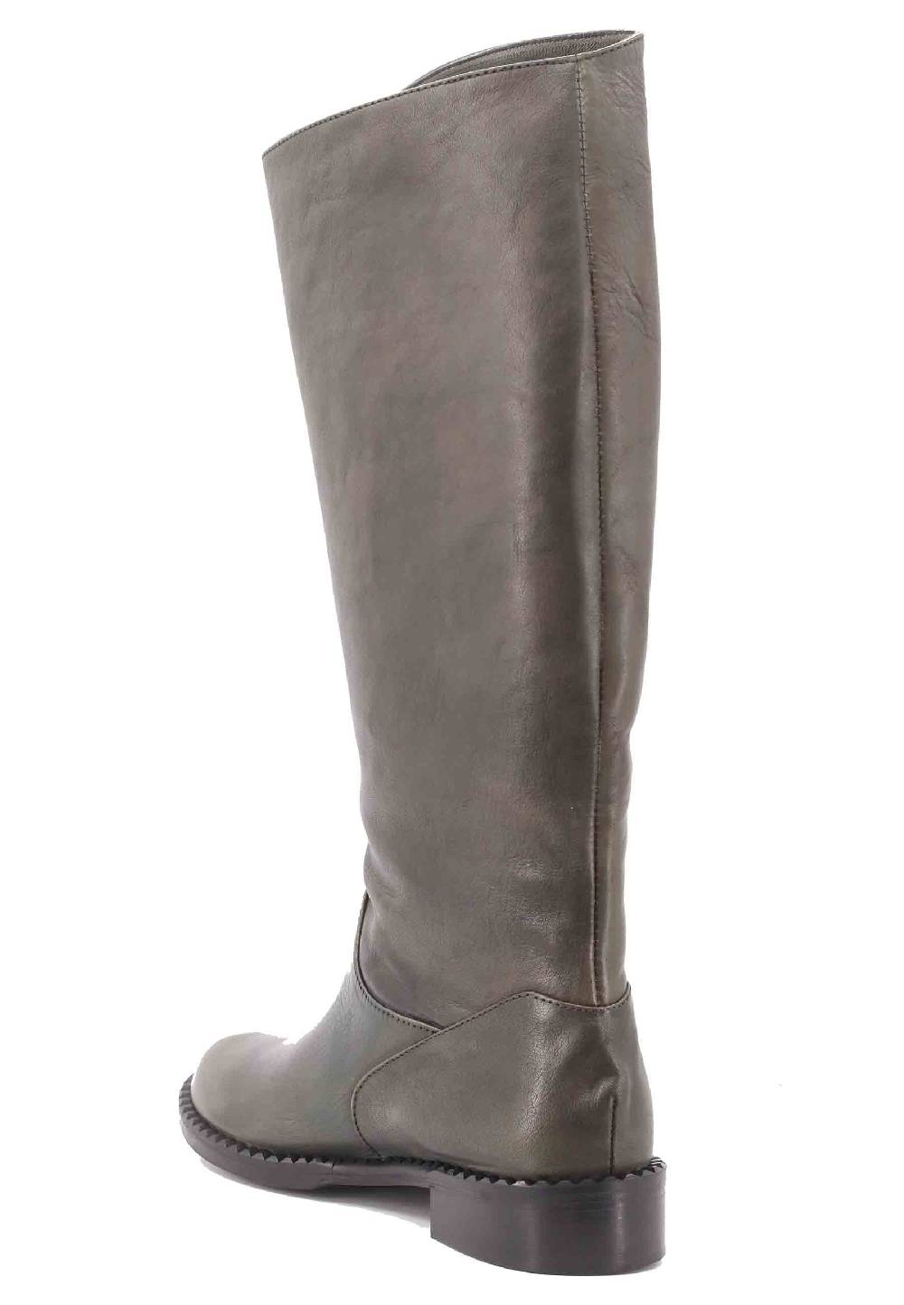 L'ARIANNA Stivali ST1458 a tubo in pelle vintage verde con tacco basso Outlet