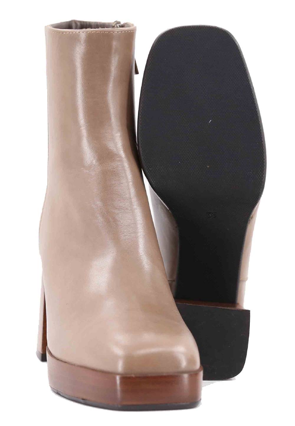 L'ARIANNA Stivaletti TR1665 in pelle taupe con tacco alto e plateau Saldi