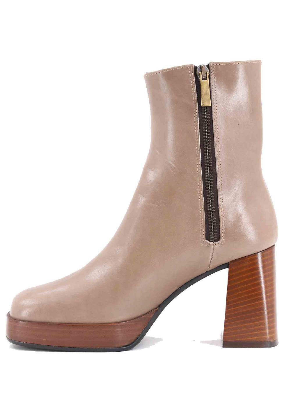 L'ARIANNA Stivaletti TR1665 in pelle taupe con tacco alto e plateau Saldi