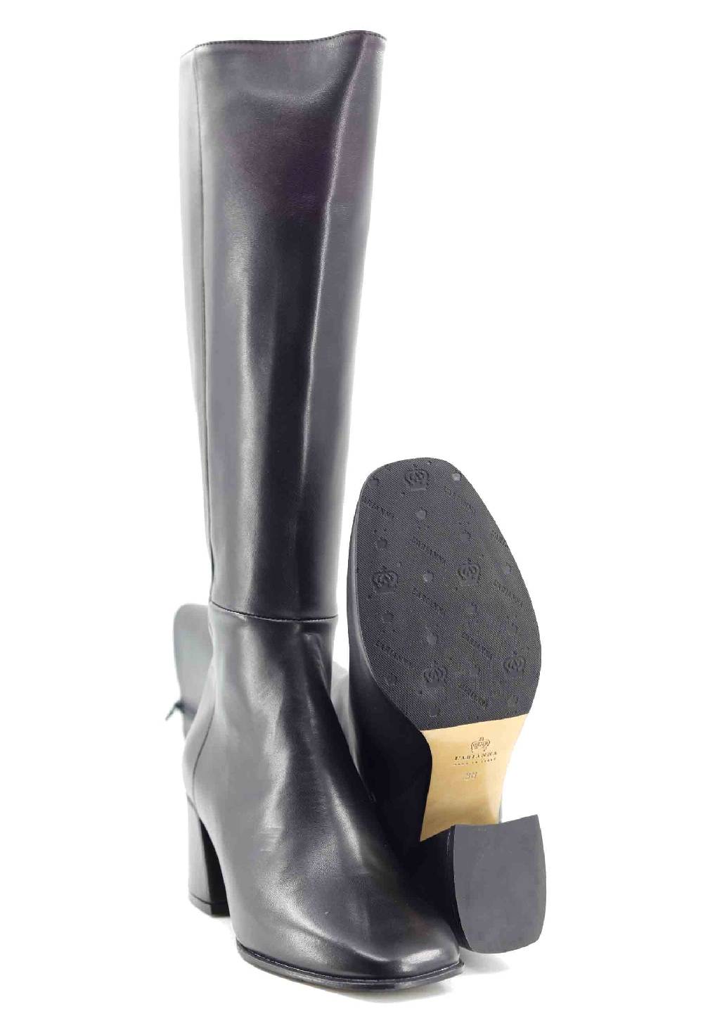 L'ARIANNA Stivali con zip st1302 da donna in pelle nera con punta quadrata Offerte