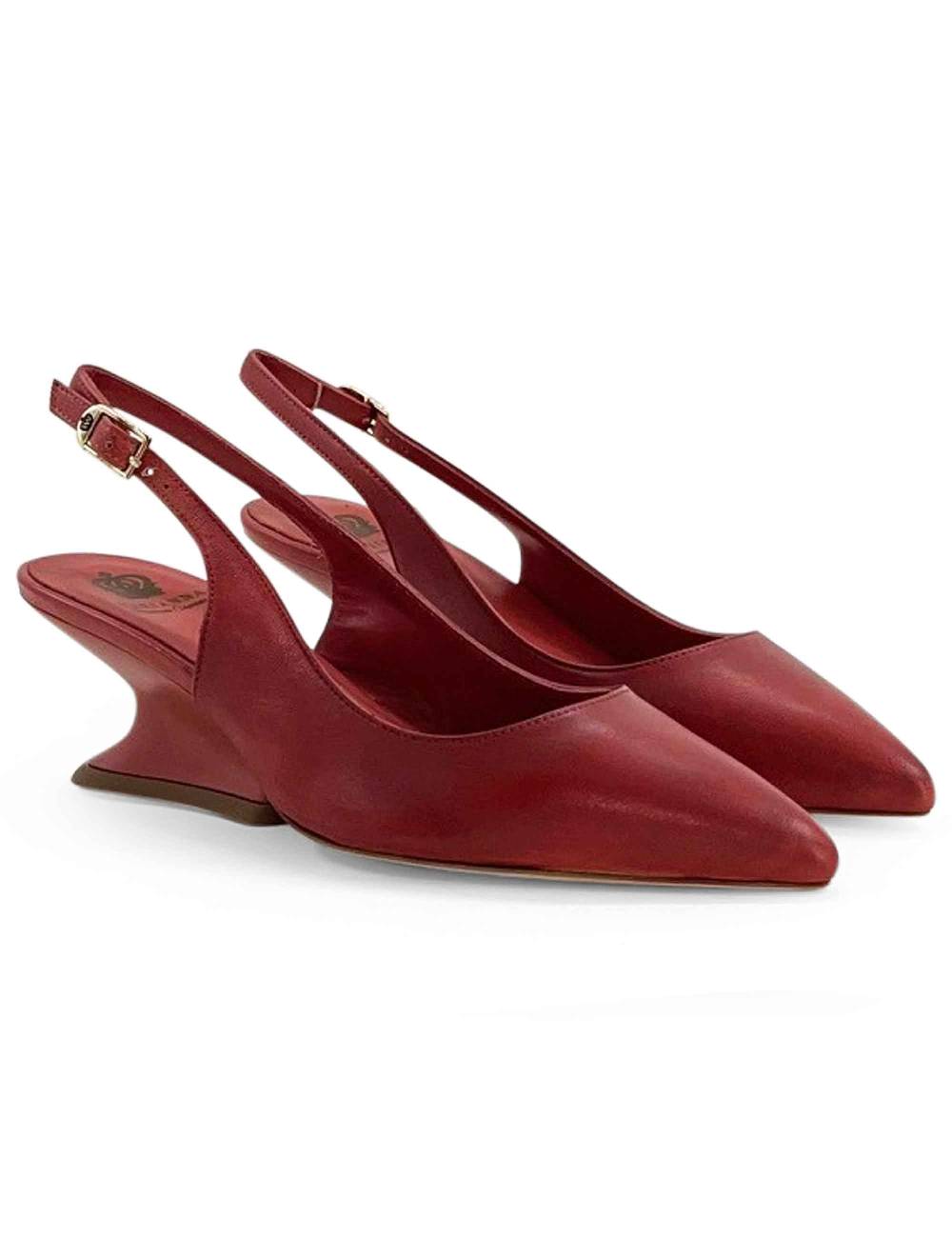 L'ARIANNA decollete ch1754/z slingback color LOBSTER con tacco a zeppa l'arianna Moda