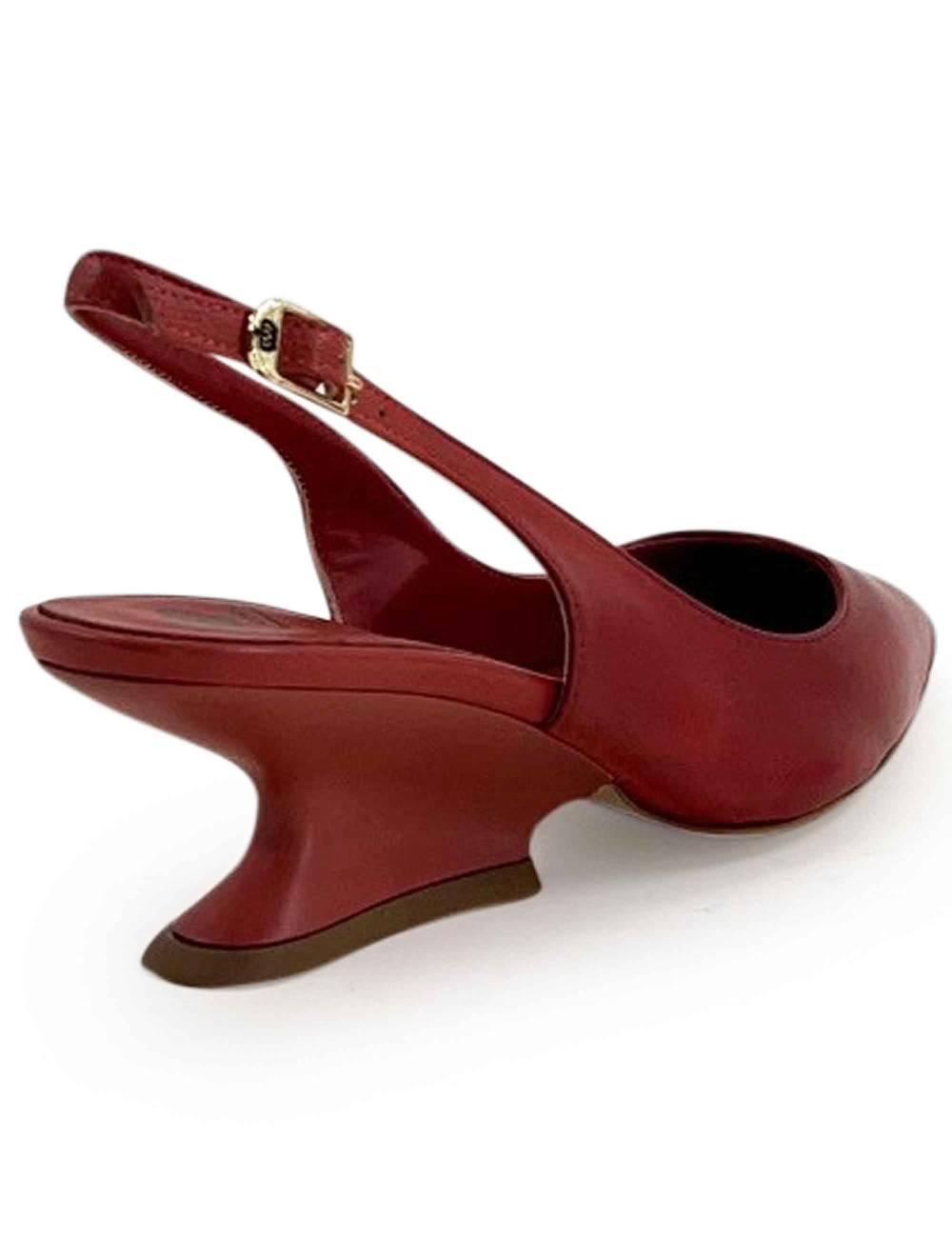 L'ARIANNA decollete ch1754/z slingback color LOBSTER con tacco a zeppa l'arianna Moda