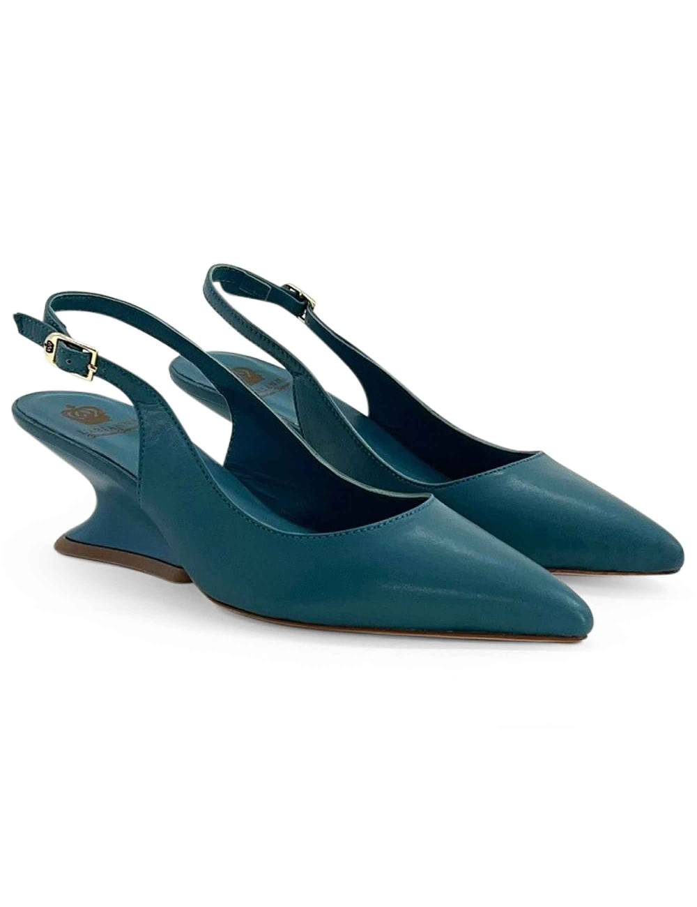 L'ARIANNA decollete ch1754/z slingback color ARCADIA con tacco a zeppa l'arianna Italy