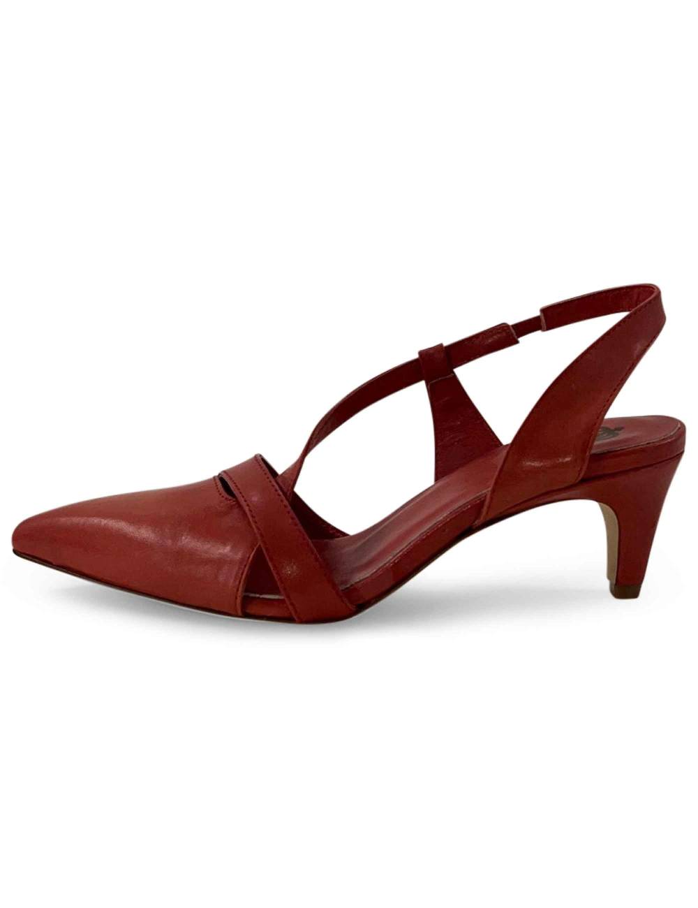 L'ARIANNA Decollete CH1721 da donna in pelle color lobster Nuovo