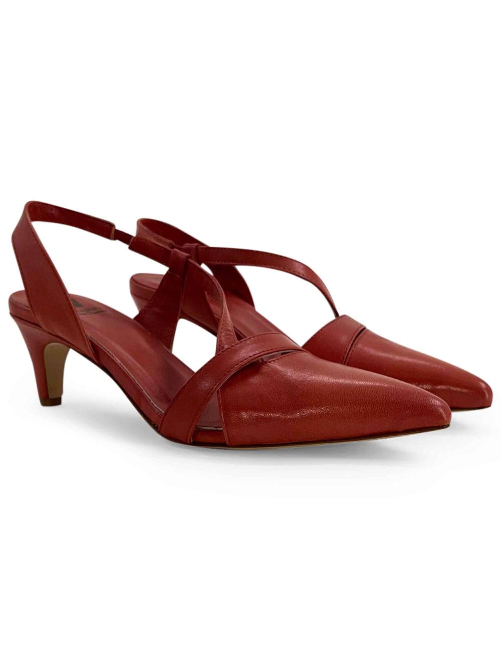 L'ARIANNA Decollete CH1721 da donna in pelle color lobster Nuovo