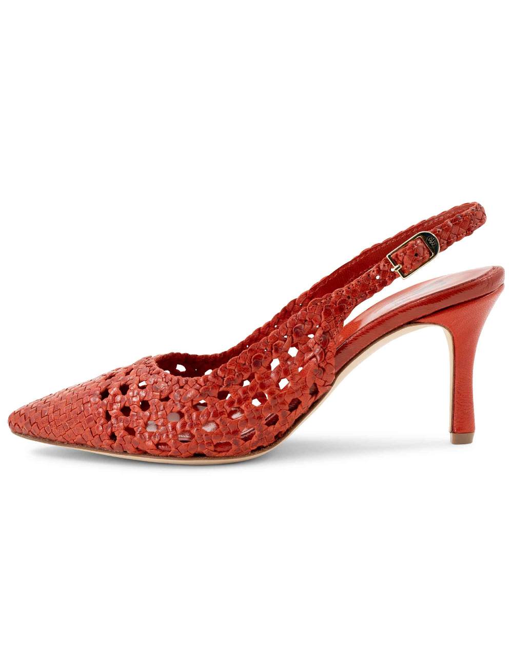 L'ARIANNA Decollete CH1619/RT slingback in pelle intrecciata ARANCIONE tacco alto Acquista Ora