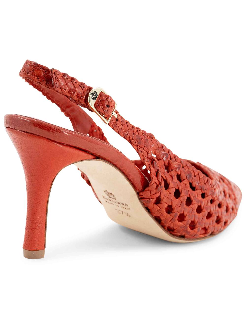 L'ARIANNA Decollete CH1619/RT slingback in pelle intrecciata ARANCIONE tacco alto Acquista Ora