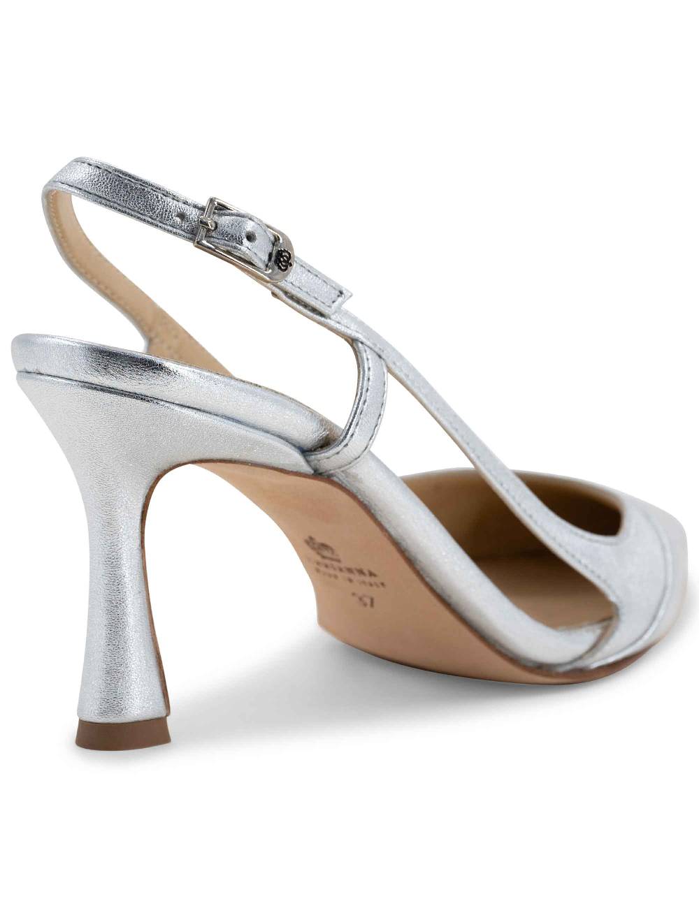 L'ARIANNA Decollete slingback ch1605/rt donna in pelle lamin argento con tacco alto l'arianna Consegna Veloce