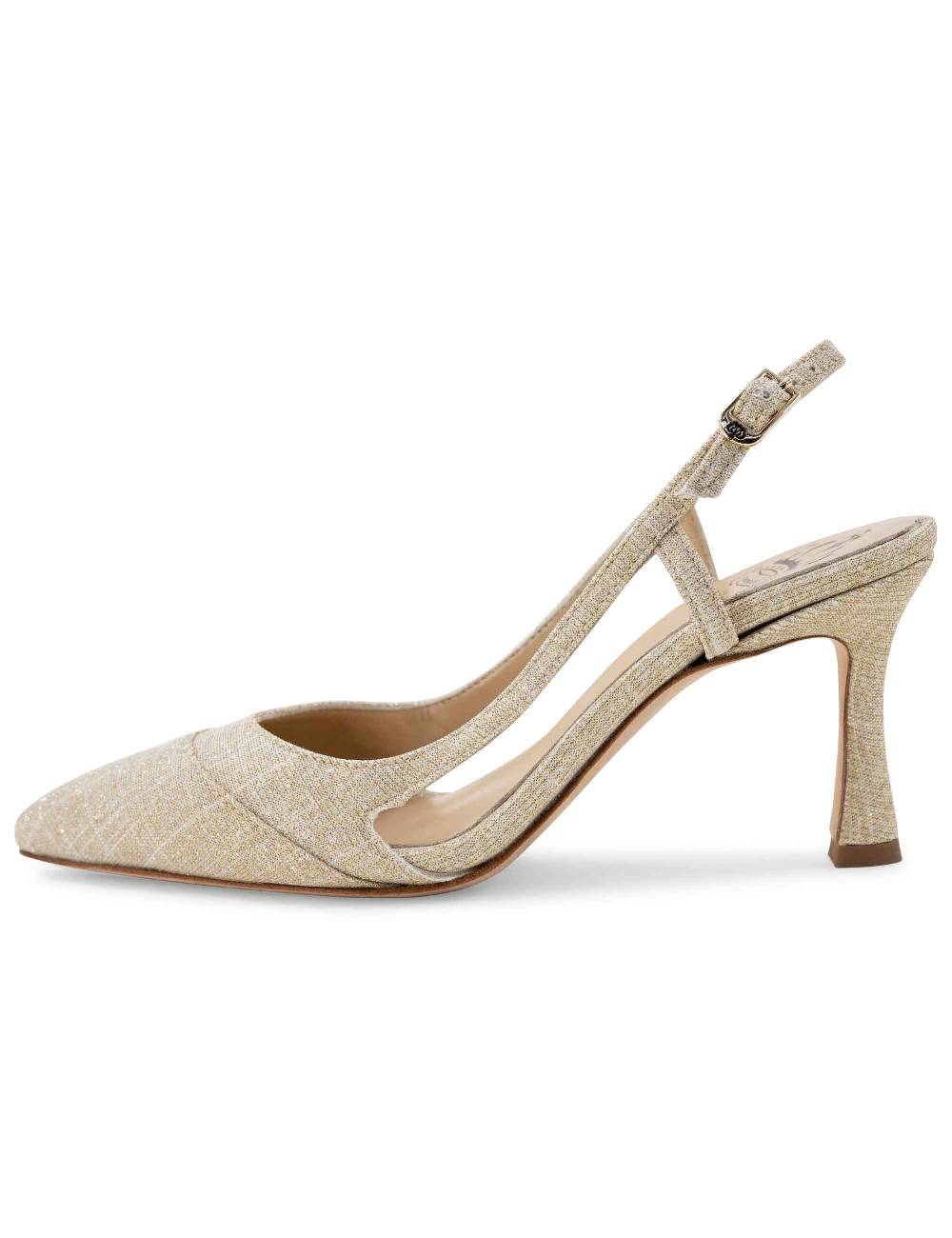 L'ARIANNA Decollete slingback ch1605/rt donna in tessuto sirio platino tacco alto l'arianna Prezzo Ridotto