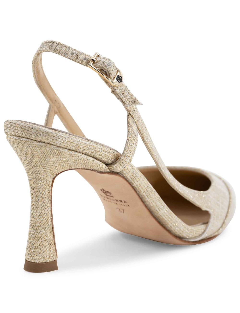 L'ARIANNA Decollete slingback ch1605/rt donna in tessuto sirio platino tacco alto l'arianna Prezzo Ridotto