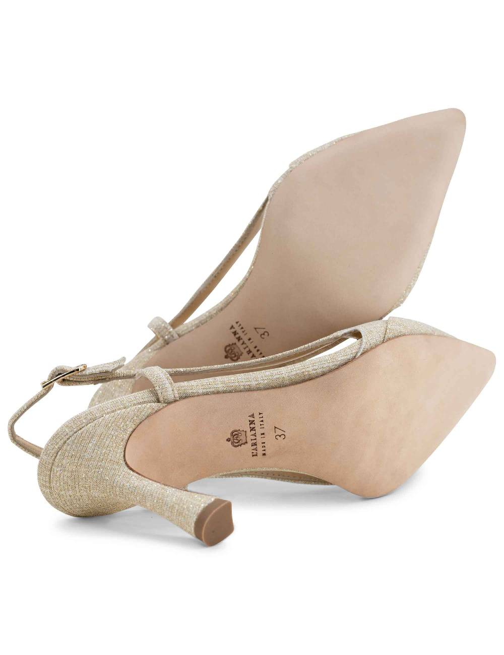 L'ARIANNA Decollete slingback ch1605/rt donna in tessuto sirio platino tacco alto l'arianna Prezzo Ridotto