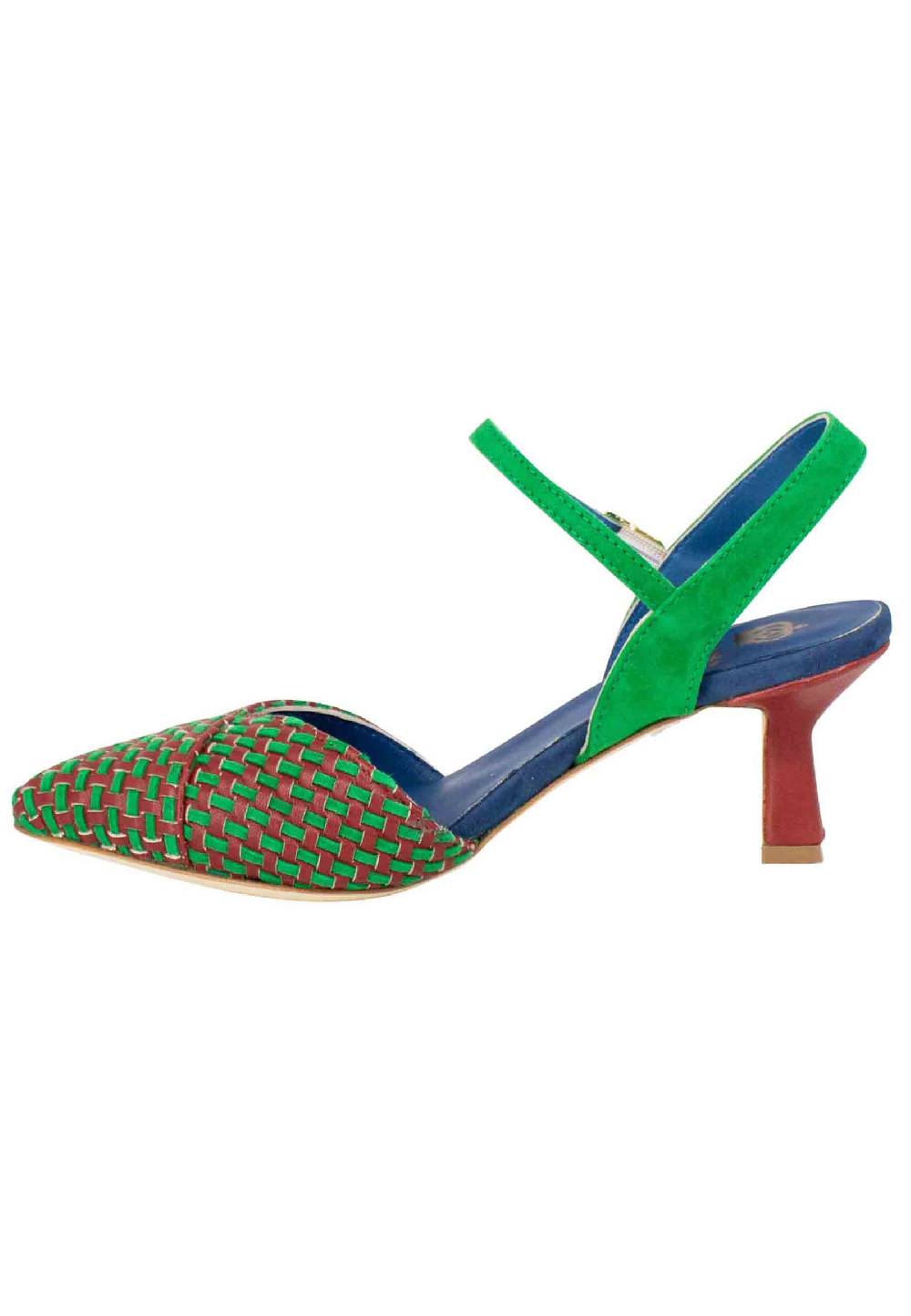 L'ARIANNA Decollete DE1540/rt da donna in camoscio mattone e verde con cinturino alla caviglia Sottocosto