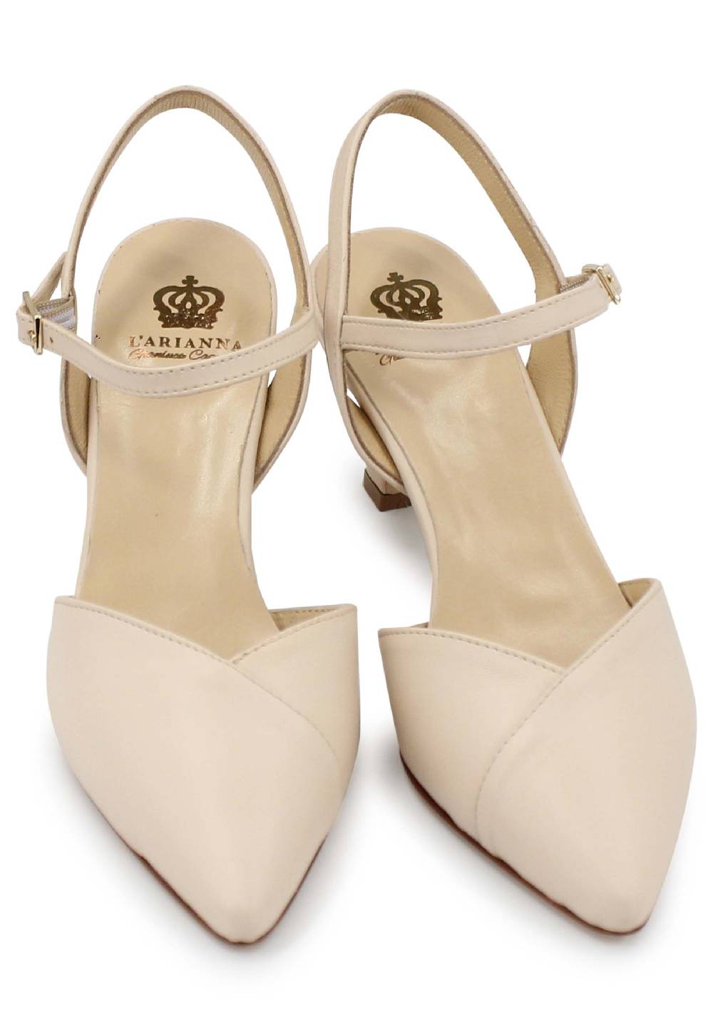 L'ARIANNA Decollete de1541 donna in pelle beige con cinturino alla caviglia Presa
