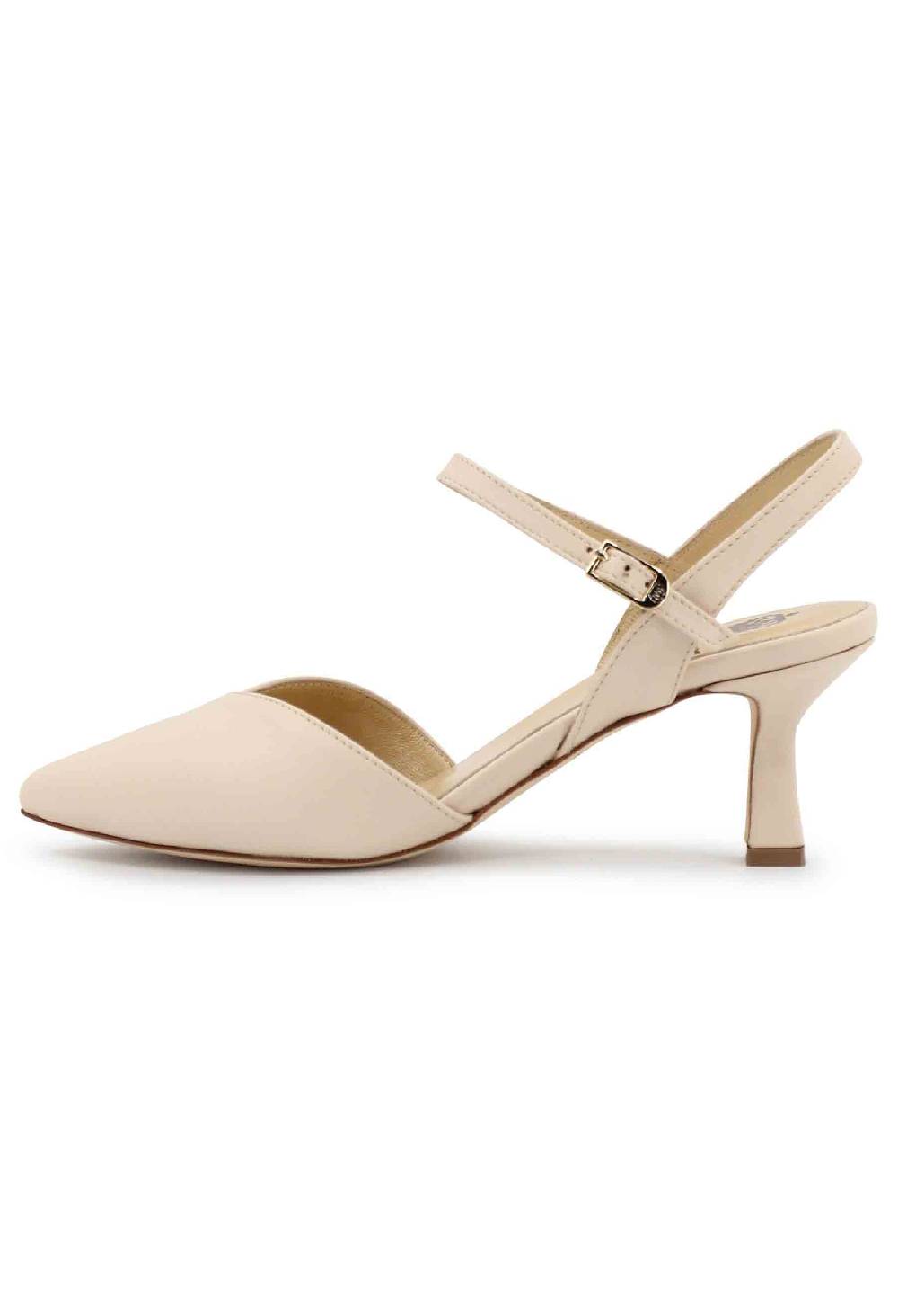 L'ARIANNA Decollete de1541 donna in pelle beige con cinturino alla caviglia Presa
