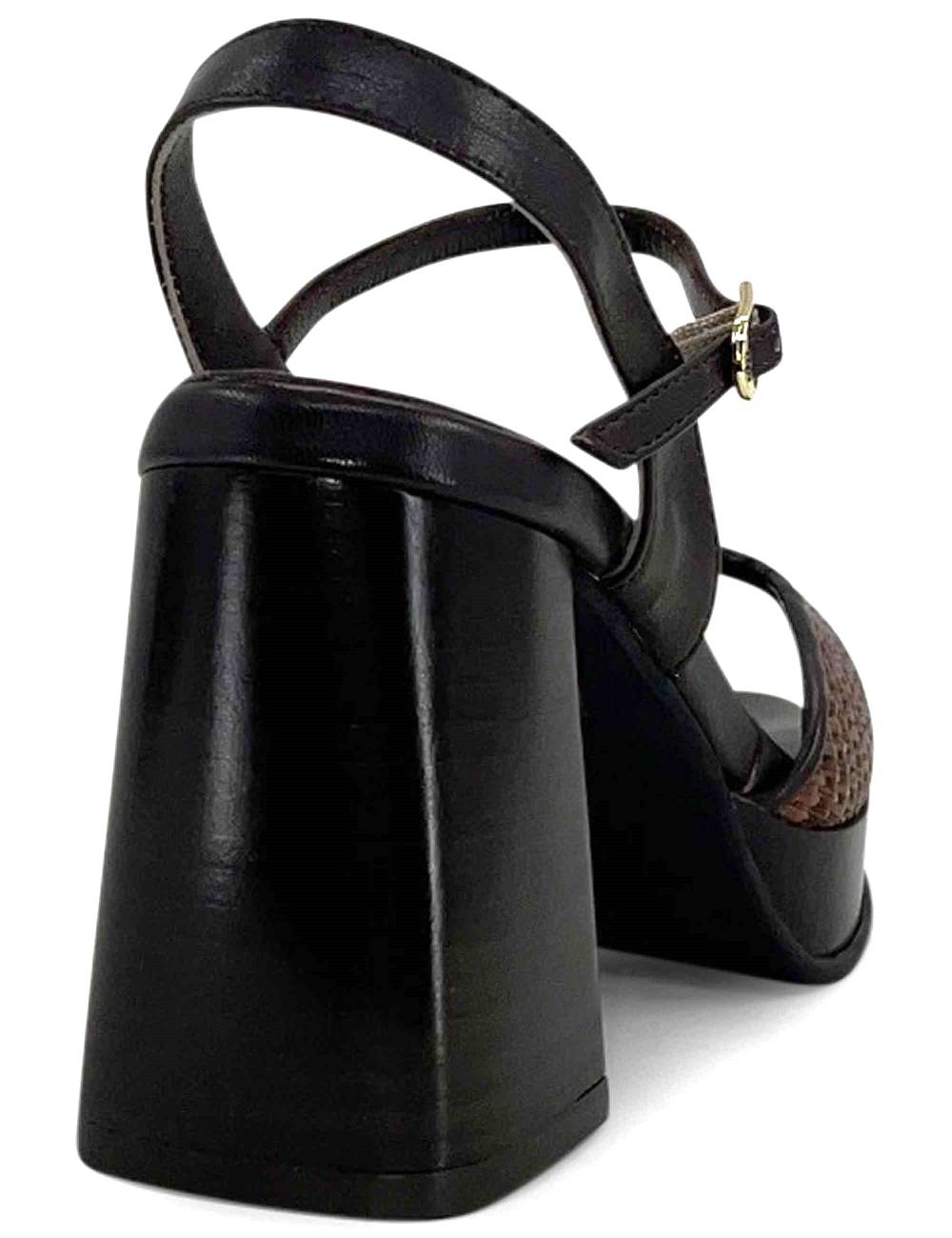 L'ARIANNA sandali ds1738/c in pitti moro con plateu e cinturino in pelle alla caviglia Offerta