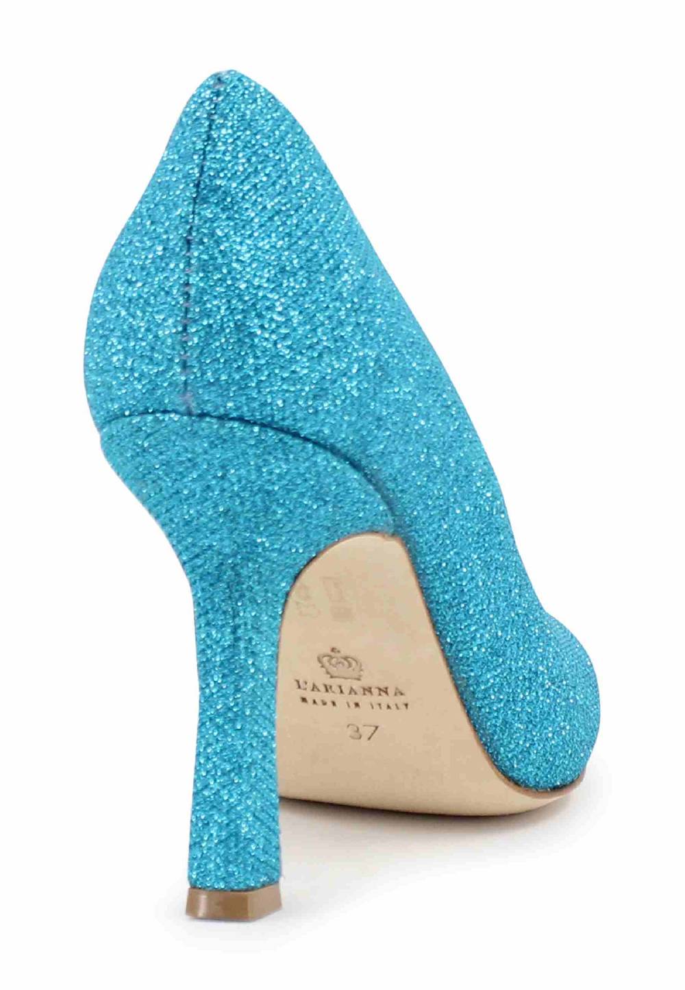 L'ARIANNA Decollete DE1002/RT donna in tessuto lux azzurro con tacco alto Online