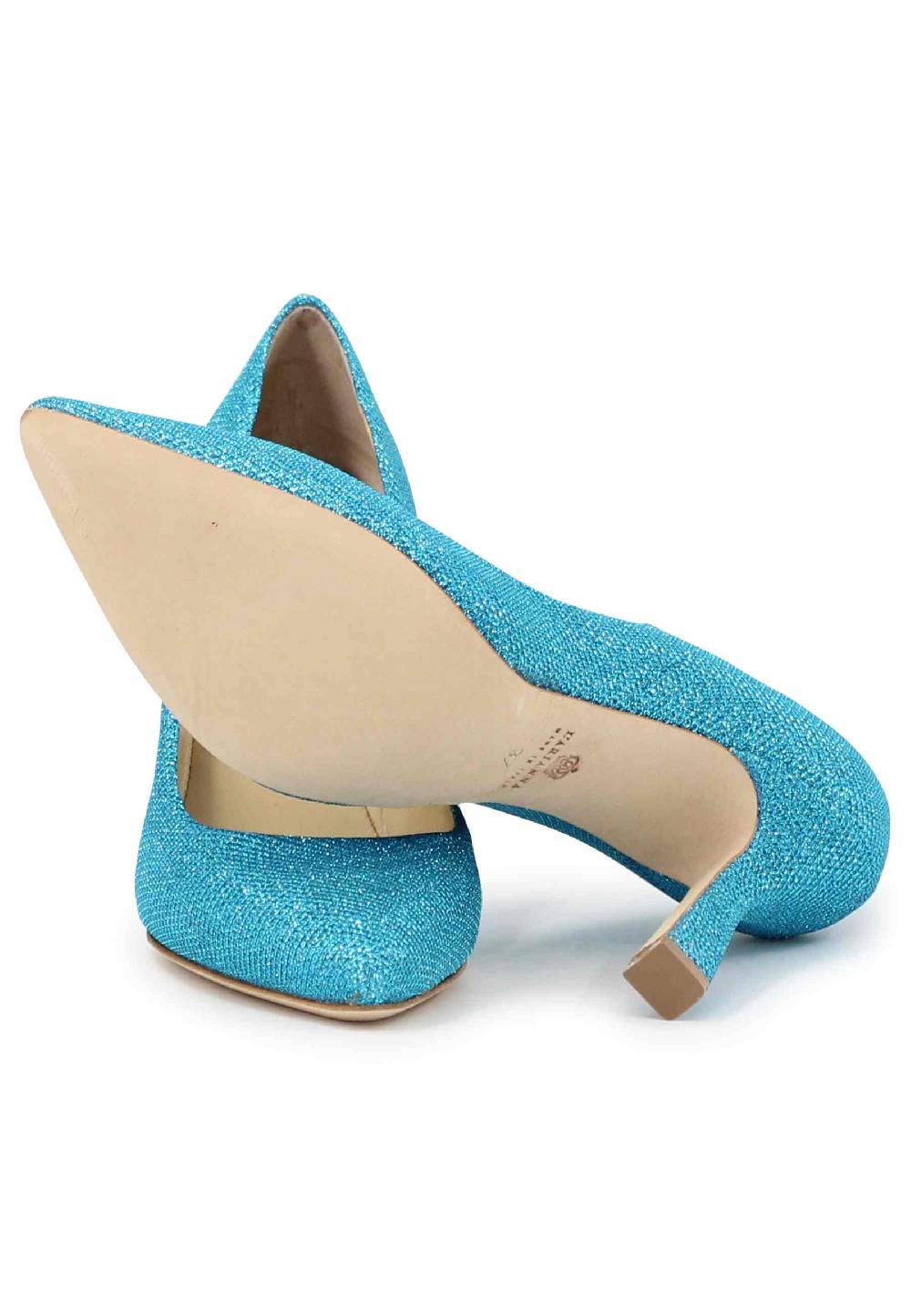 L'ARIANNA Decollete DE1002/RT donna in tessuto lux azzurro con tacco alto Online