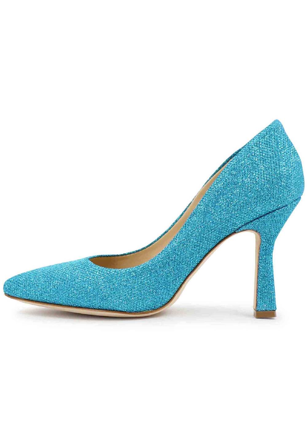 L'ARIANNA Decollete DE1002/RT donna in tessuto lux azzurro con tacco alto Online