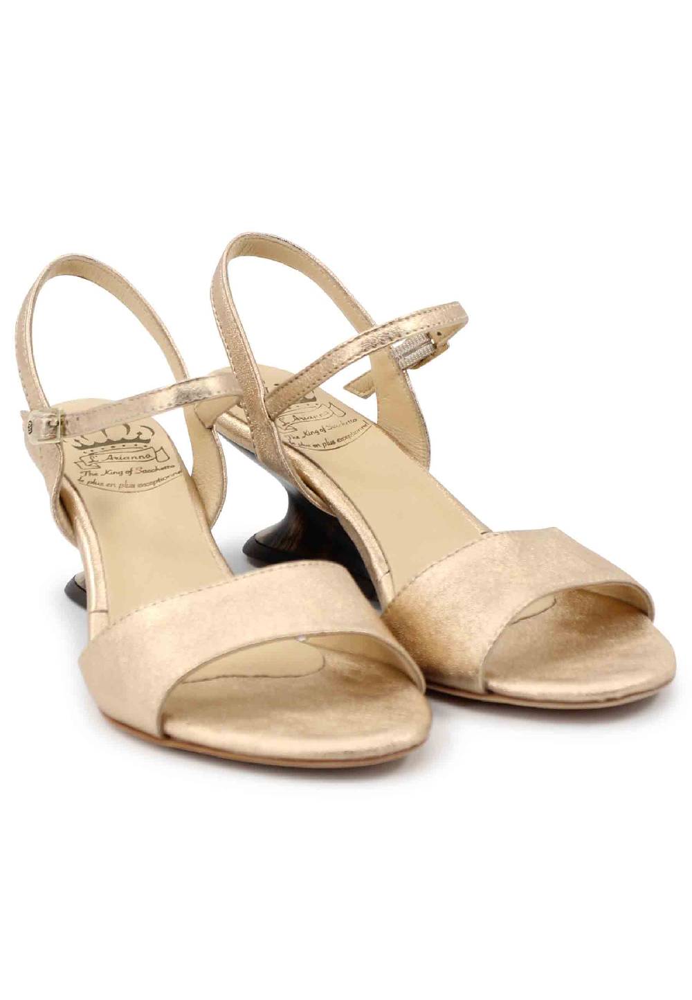 L'ARIANNA Sandali donna in pelle laminata nude con zeppa bassa Saldi