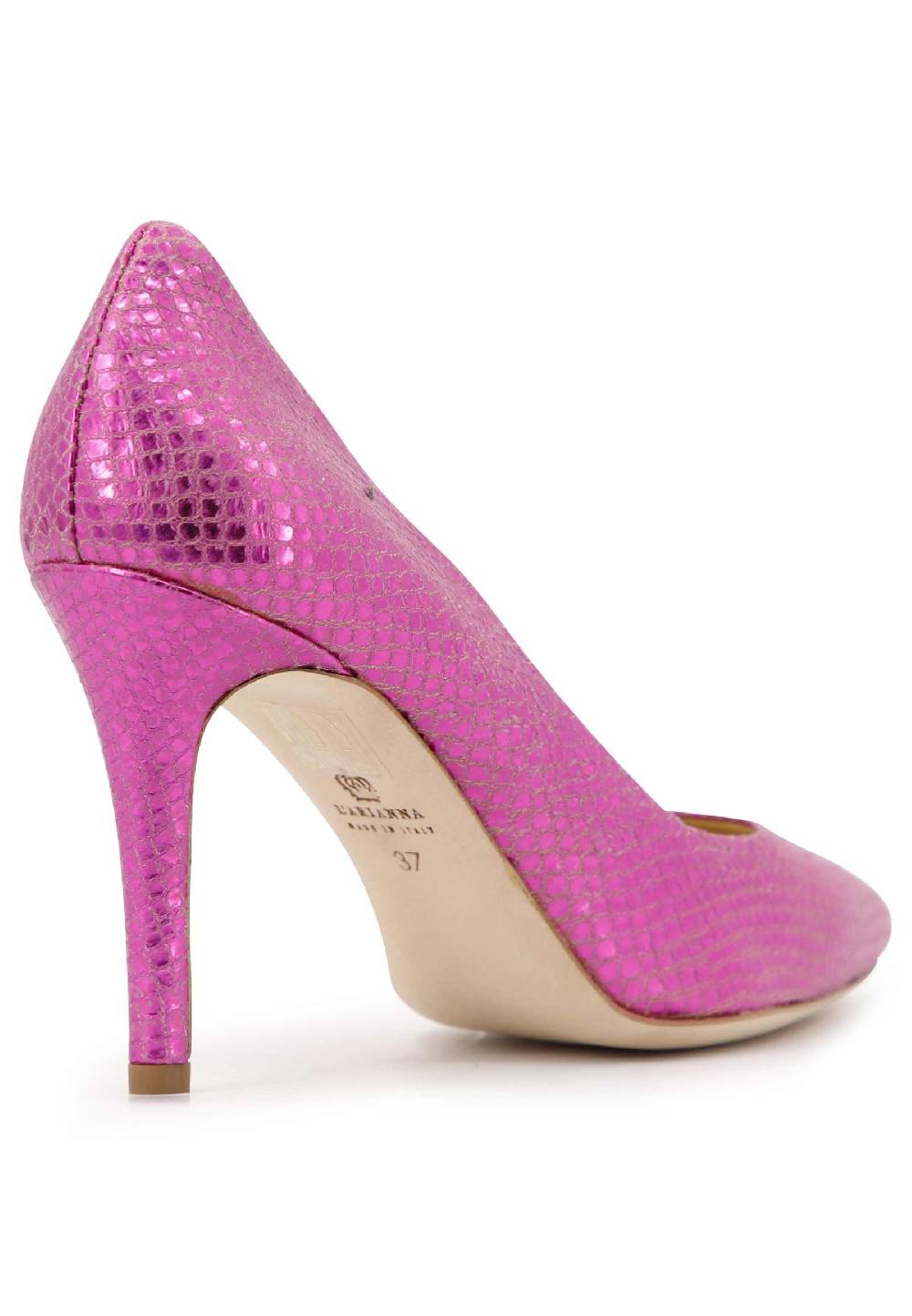 L'ARIANNA Decollete donna in pelle stampata laminata fuxia con tacco alto Hotsell