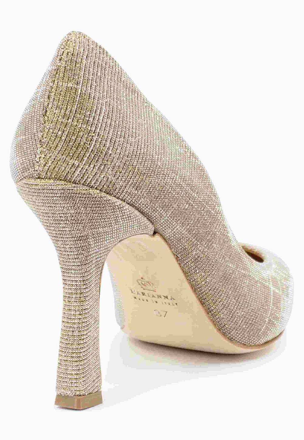L'ARIANNA Decollete DE1002/RT in tessuto lux oro con tacco alto Vendita Calda