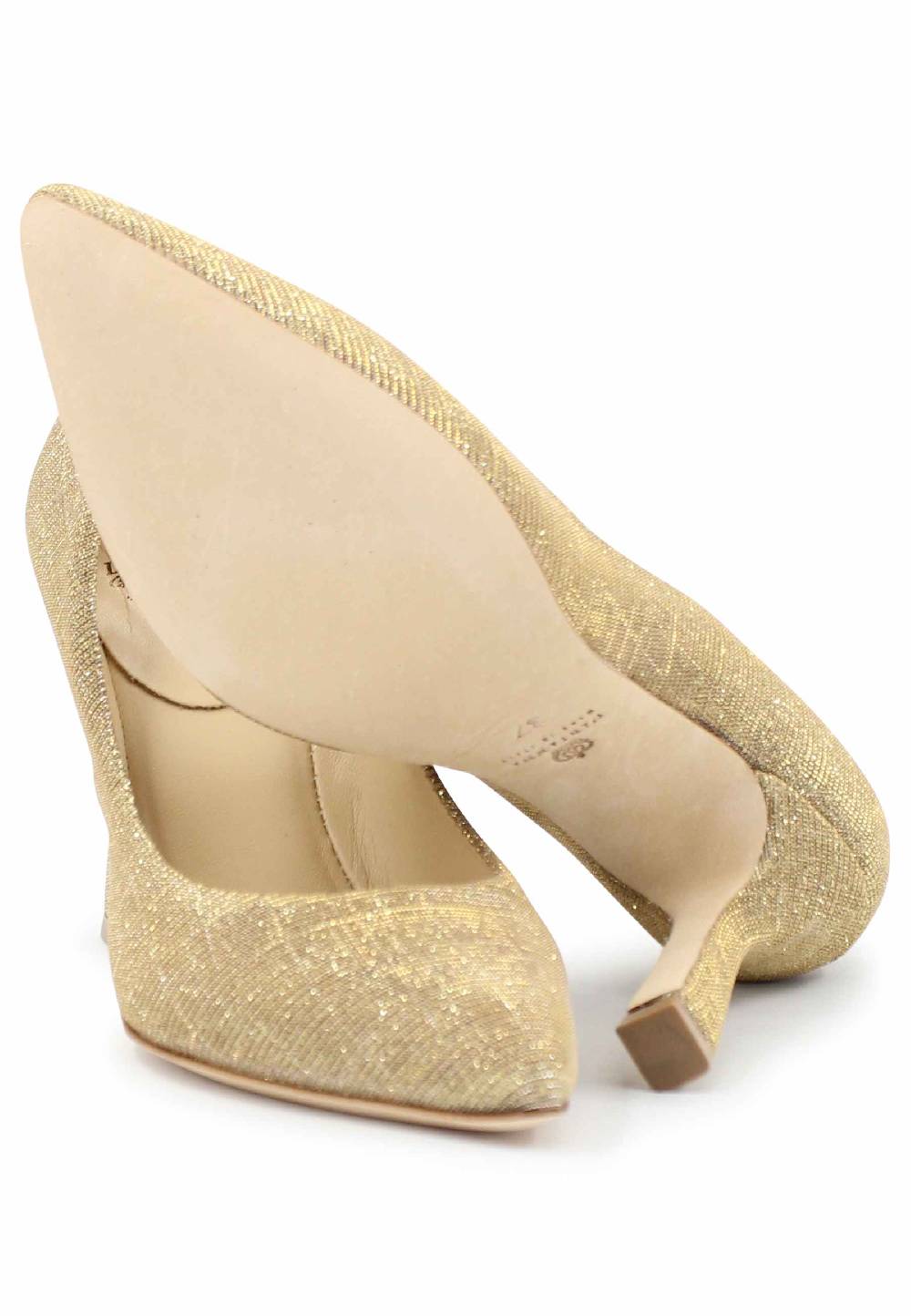 L'ARIANNA Decollete DE1002/RT in tessuto lux oro con tacco alto Vendita Calda