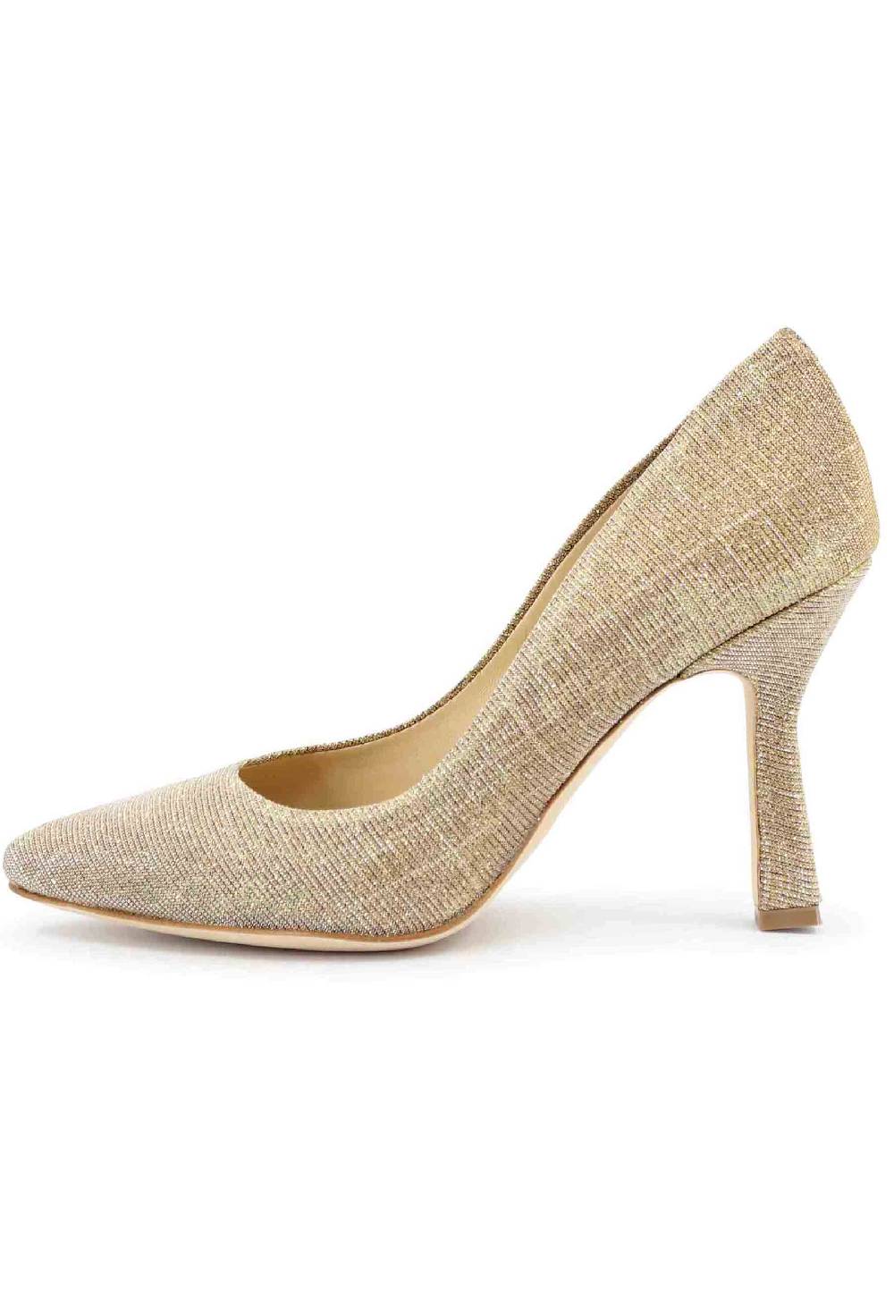 L'ARIANNA Decollete DE1002/RT in tessuto lux oro con tacco alto Vendita Calda