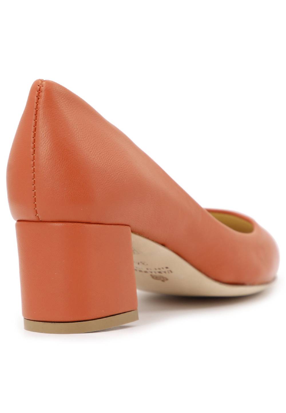 L'ARIANNA Decollete donna in pelle arancio con tacco basso e punta tonda Vendita Economica