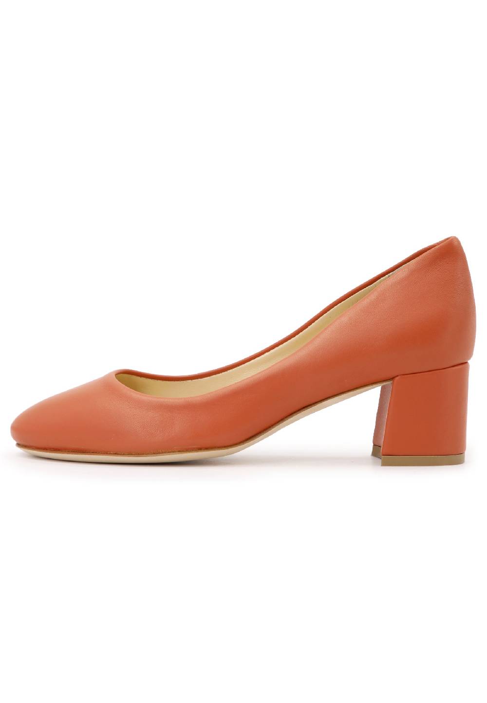 L'ARIANNA Decollete donna in pelle arancio con tacco basso e punta tonda Vendita Economica