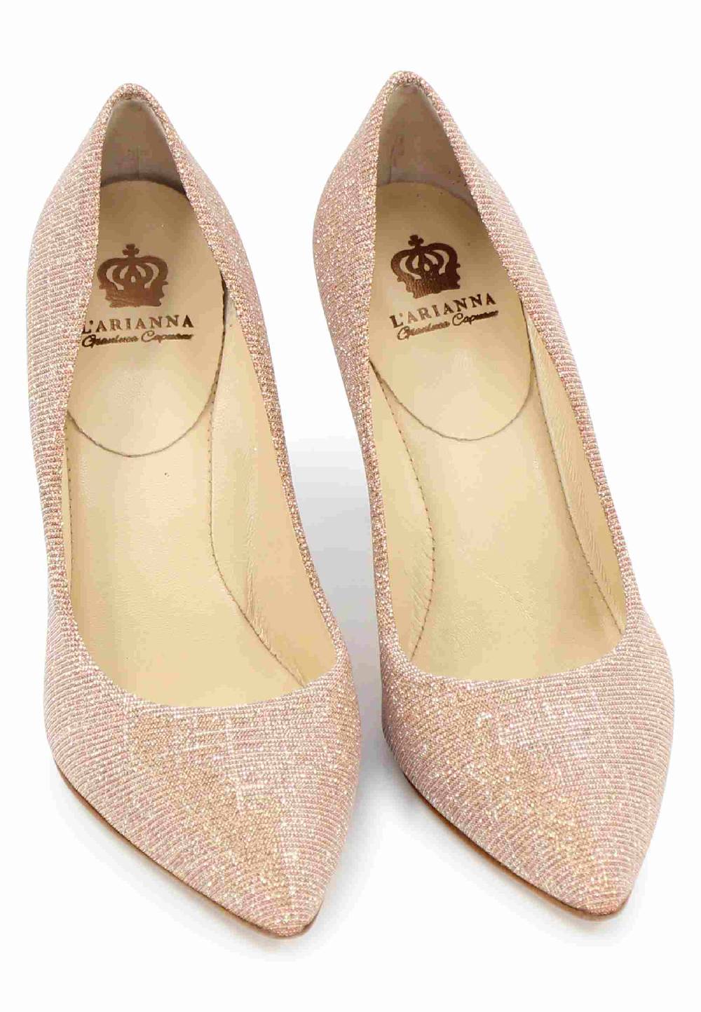 L'ARIANNA Decollete DE1002/RT donna in tessuto lux pesca con tacco alto Saldi Di Fabbrica
