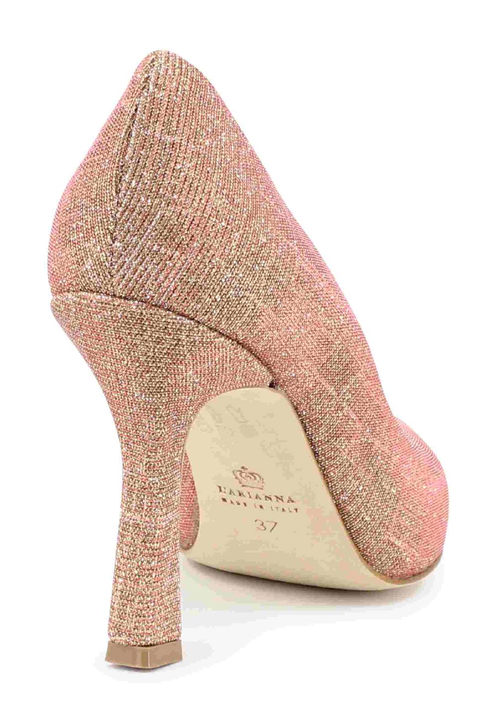L'ARIANNA Decollete DE1002/RT donna in tessuto lux pesca con tacco alto Saldi Di Fabbrica