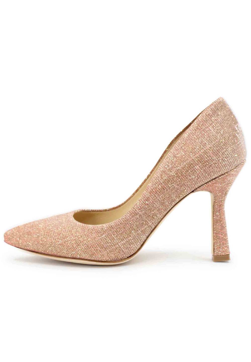 L'ARIANNA Decollete DE1002/RT donna in tessuto lux pesca con tacco alto Saldi Di Fabbrica