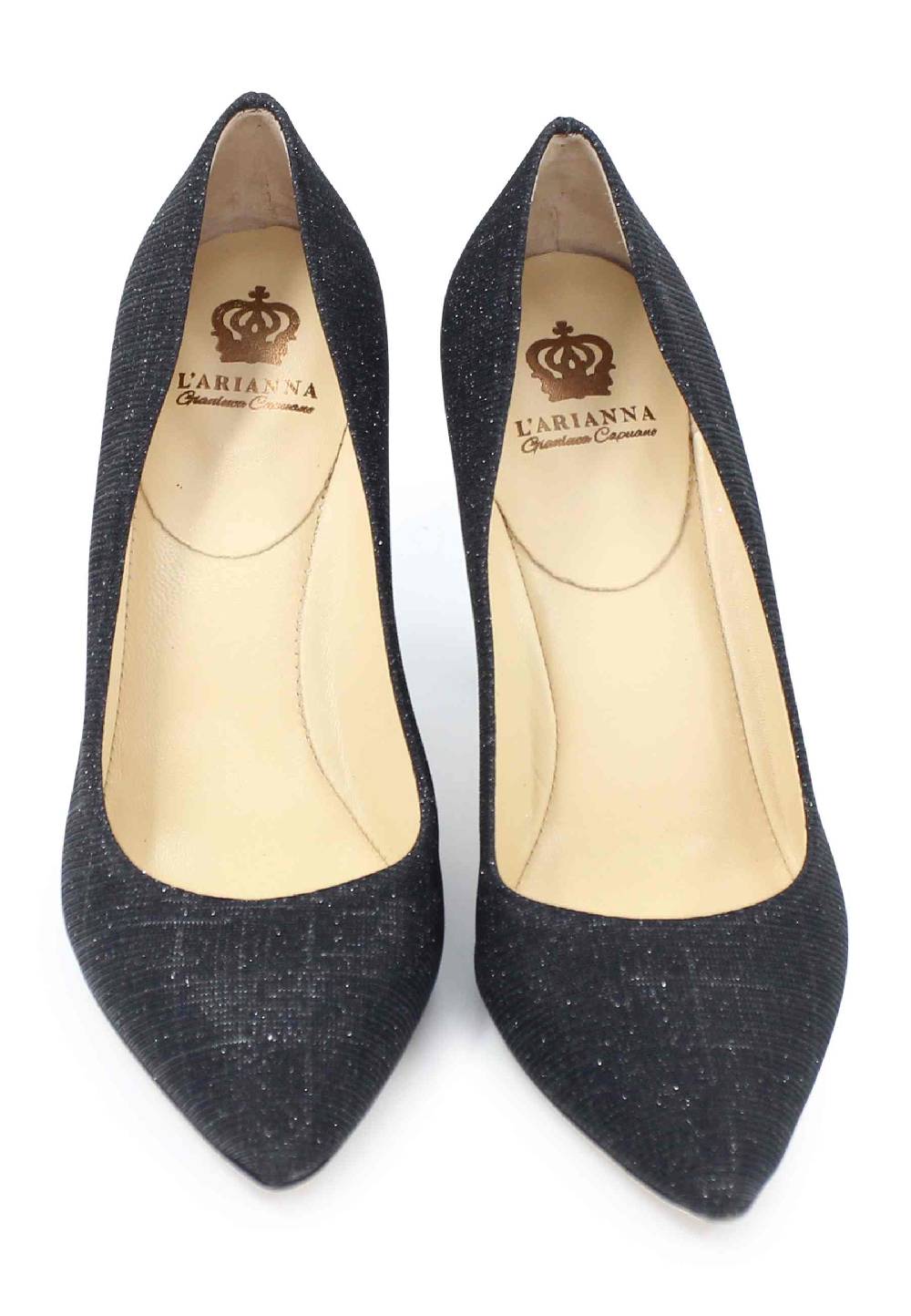 L'ARIANNA Decollete DE1002/RT donna in tessuto blu notte lux con tacco alto tono su tono I Più Venduti