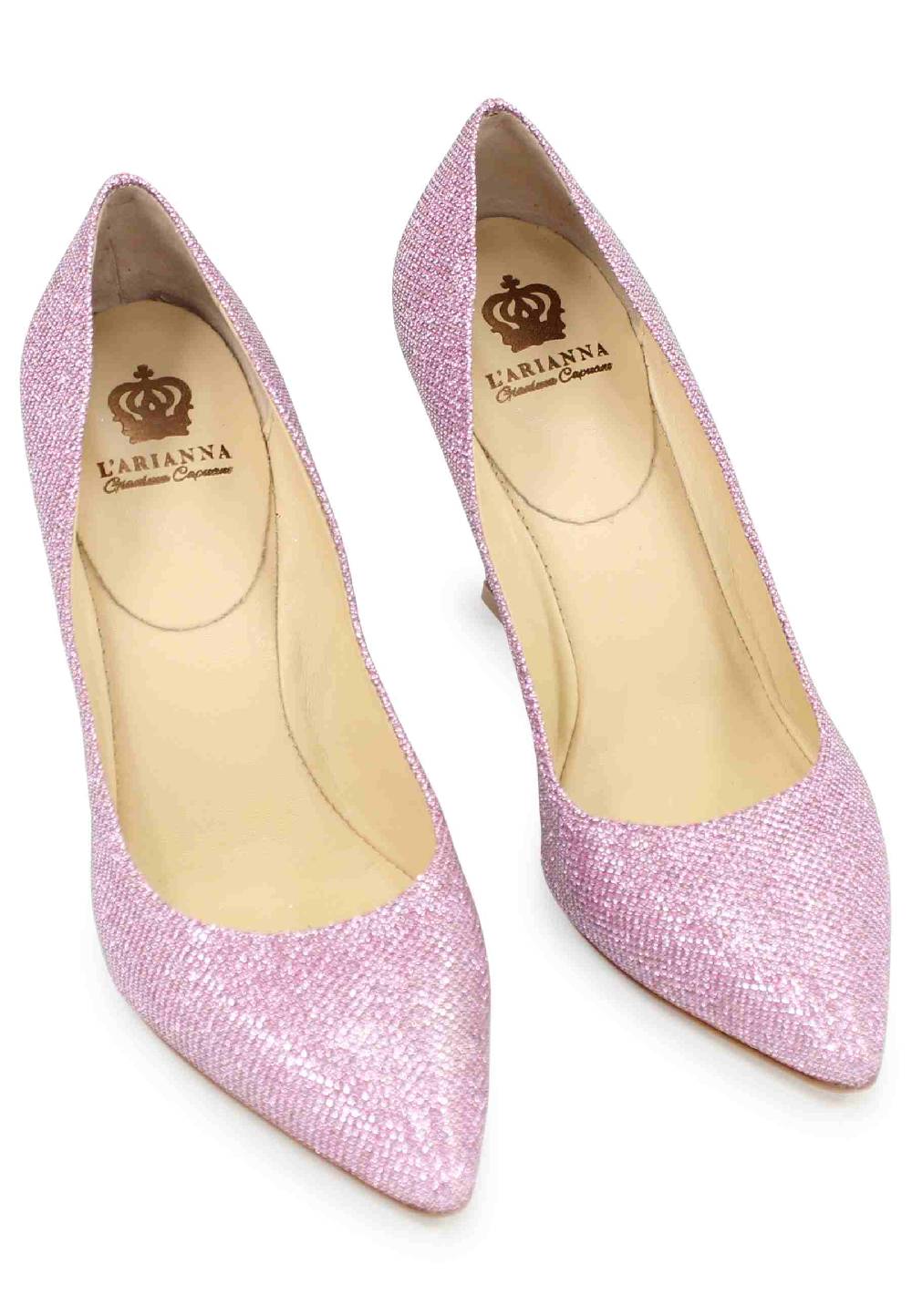 L'ARIANNA Decollete DE1002/RT donna in tessuto lux rosa con tacco alto Nuova