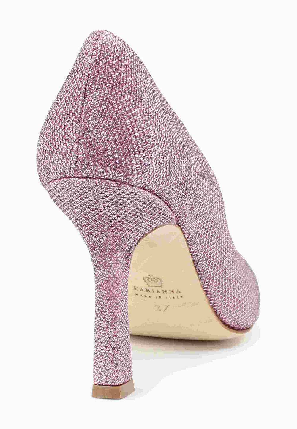 L'ARIANNA Decollete DE1002/RT donna in tessuto lux rosa con tacco alto Nuova