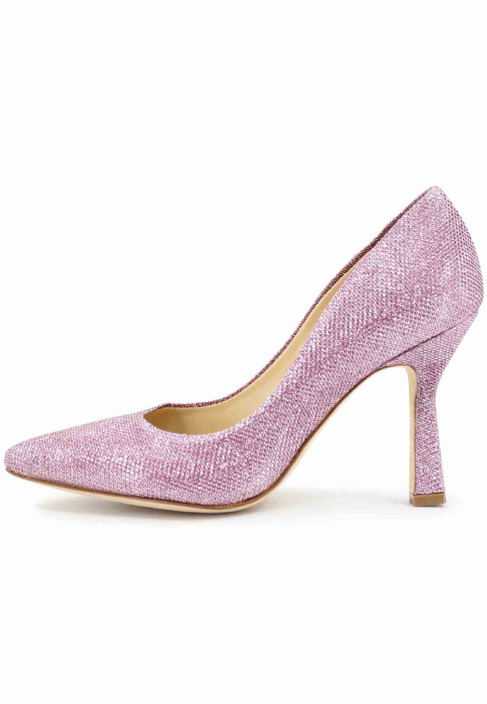 L'ARIANNA Decollete DE1002/RT donna in tessuto lux rosa con tacco alto Nuova
