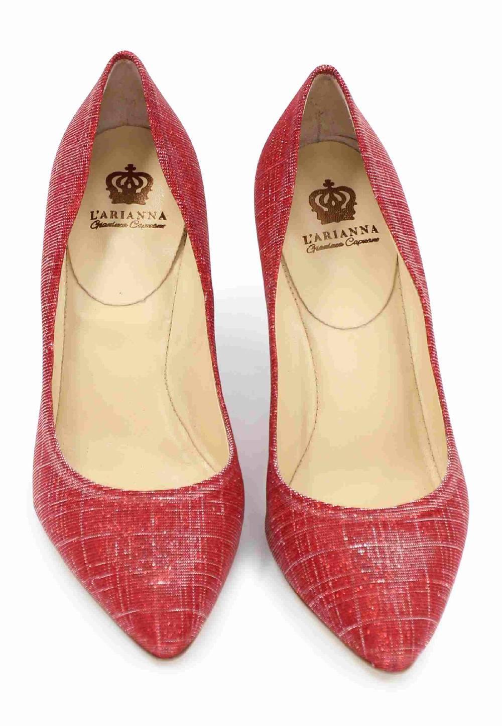 L'ARIANNA Decollete DE1002/RT donna in tessuto lux rosso con tacco alto 2025