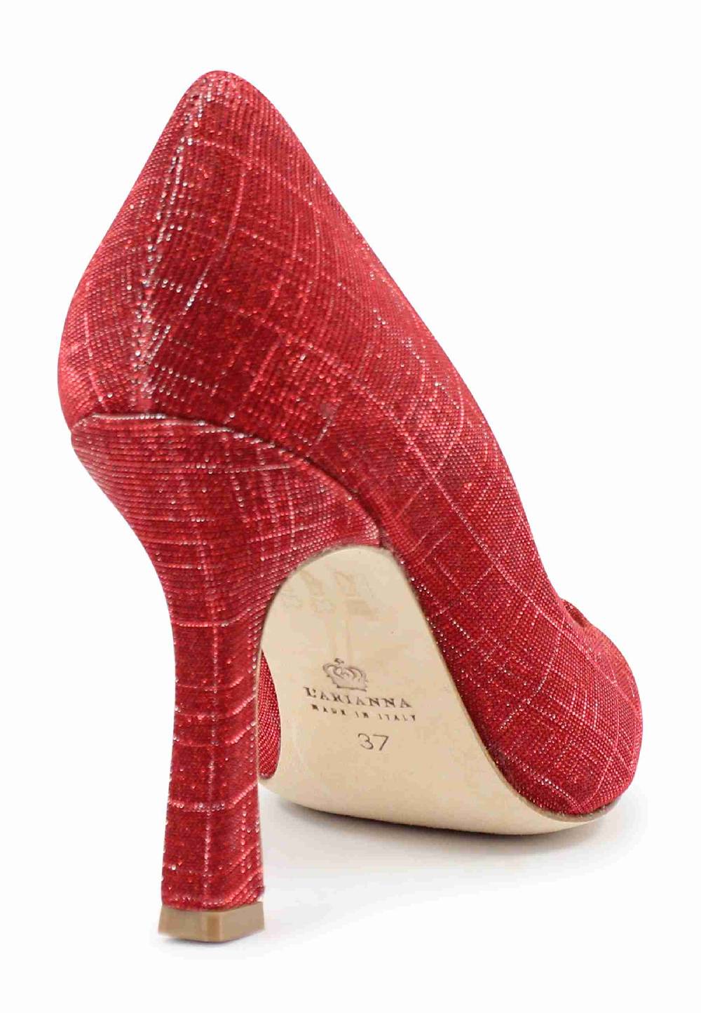 L'ARIANNA Decollete DE1002/RT donna in tessuto lux rosso con tacco alto 2025