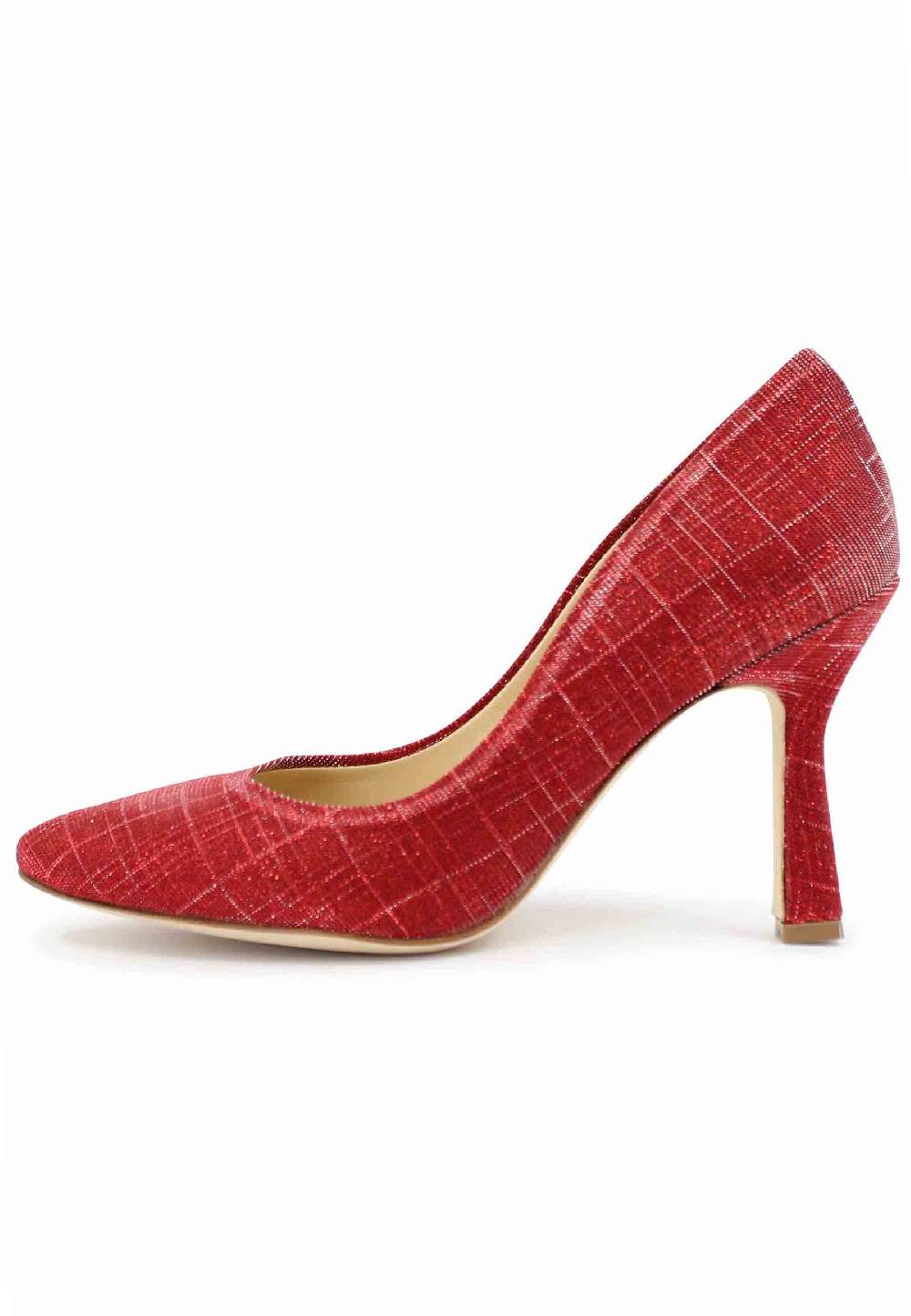 L'ARIANNA Decollete DE1002/RT donna in tessuto lux rosso con tacco alto 2025