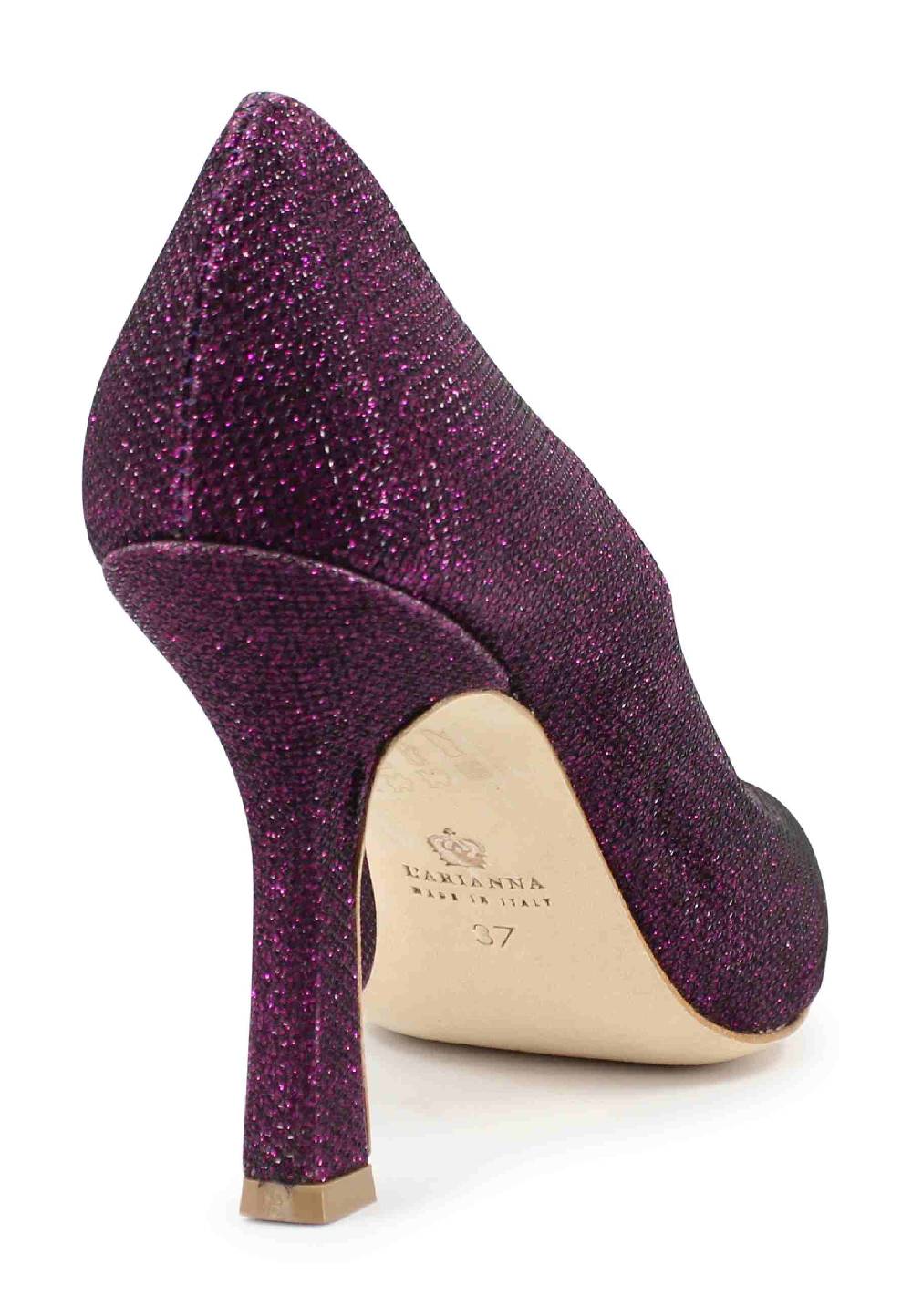 L'ARIANNA Decollete DE1002/RT donna in tessuto lux viola con tacco alto In Linea