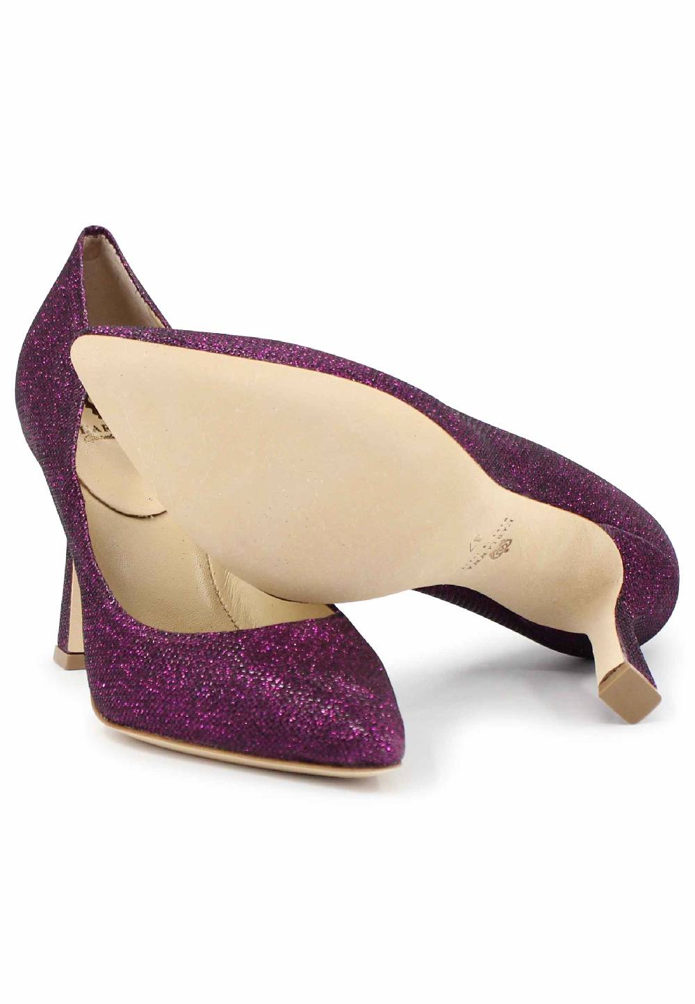 L'ARIANNA Decollete DE1002/RT donna in tessuto lux viola con tacco alto In Linea