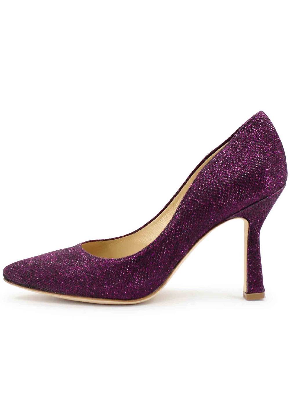 L'ARIANNA Decollete DE1002/RT donna in tessuto lux viola con tacco alto In Linea