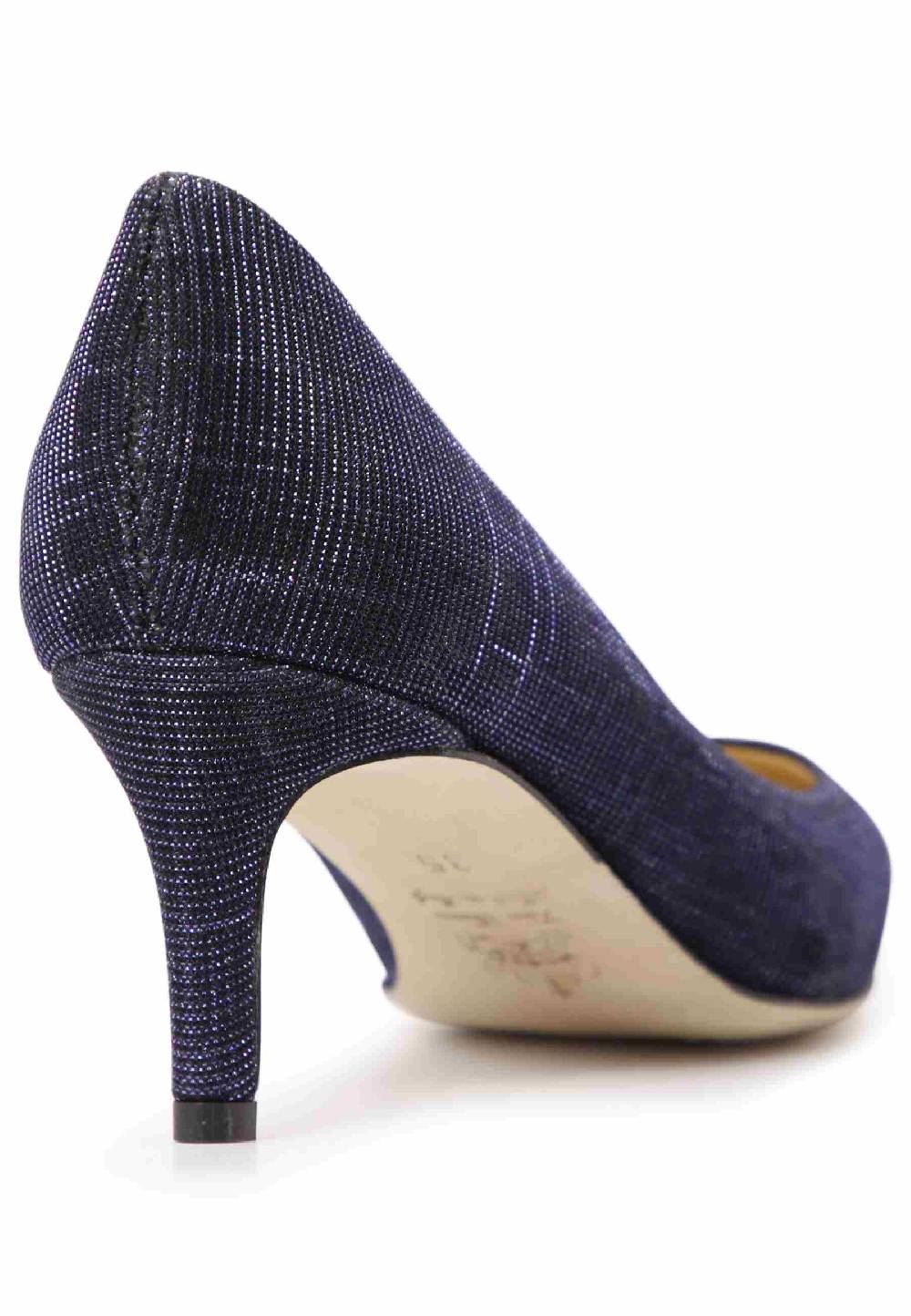 L'ARIANNA Decollete donna in tessuto lux blu con tacco sottile Qualità
