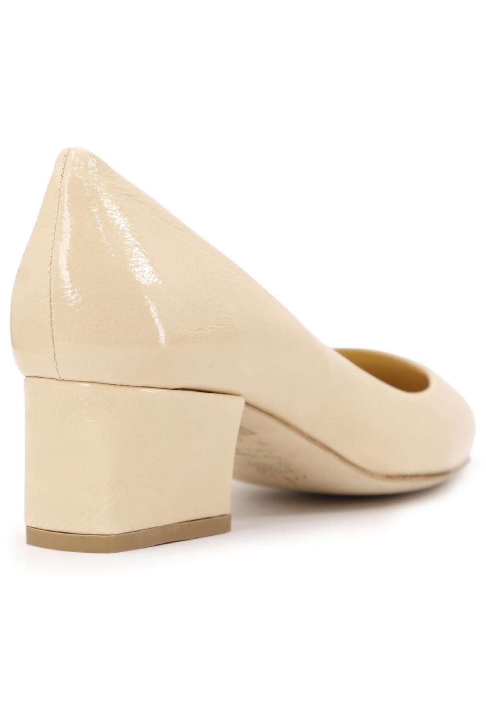 L'ARIANNA Decollete donna in vernice beige con tacco basso e punta tonda Vendita