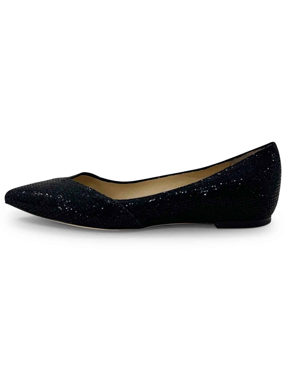L'ARIANNA Ballerine bl1466 da donna in tessuto glitter moon nero con tacco basso l'arianna Pezzi Unici